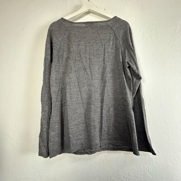 Lafayette 148 New York Women's Gray Wool Cardigan Sweater Button Front Large - Picture 2 of 7